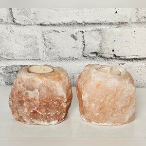 Himalayan Salt Rough Natural Crystal Rock Candle Holder Set